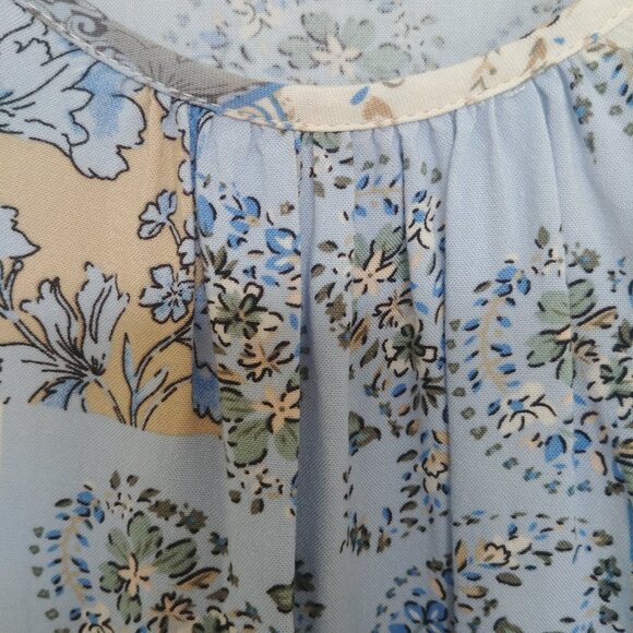 4/$20 Soya Concept Denmark blue cream patchwork look soft blouse top XS - Picture 2 of 14